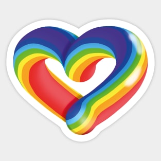 3D Bubble Rainbow Gay Pride Flag Love Heart Shape Sticker